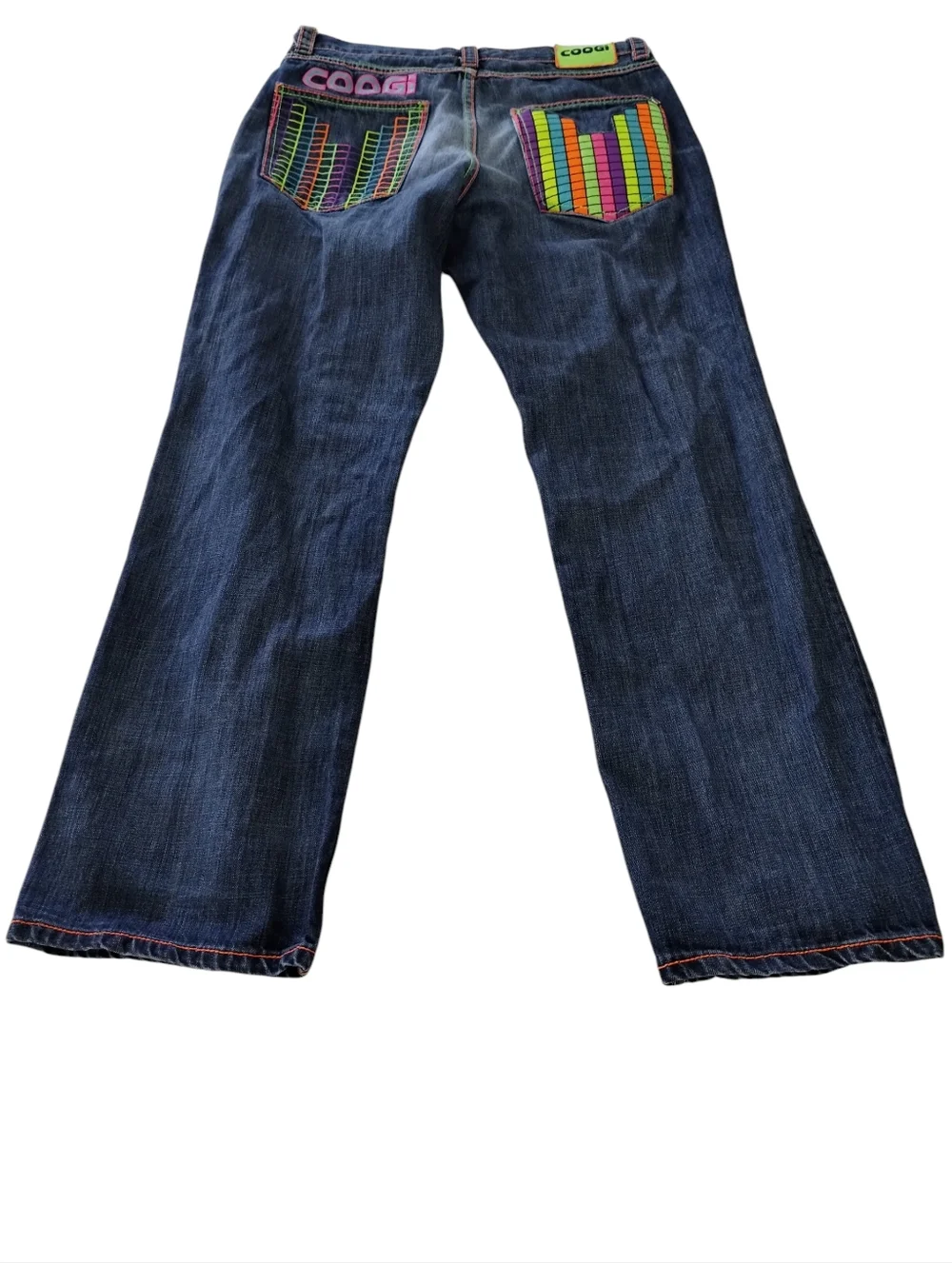 Coogi Men's Pants Y2K Spellout Denim Distressed Embroidered Size 34x 33 - Picture 1 of 14
